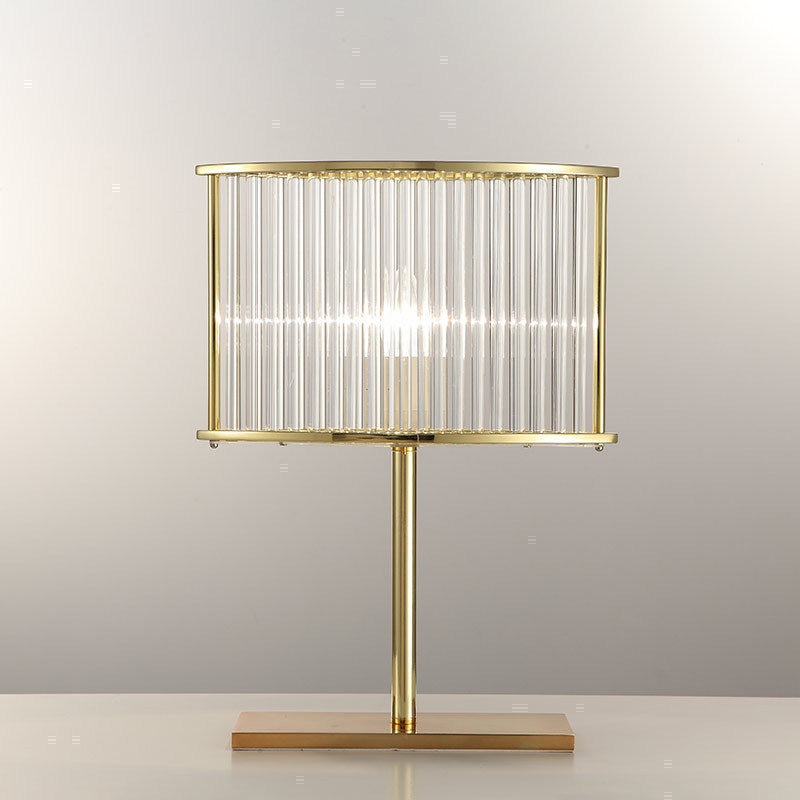 Contemporary Gold Crystal Bar Desk Lamp - Oval Nightstand Light