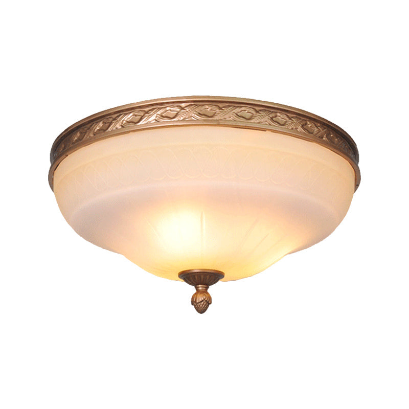 Vintage Amber Glass Ivory Ceiling Lamp - Curved Dome - 14.5"/16.5"/20" Wide - LED Flush Mount Fixture