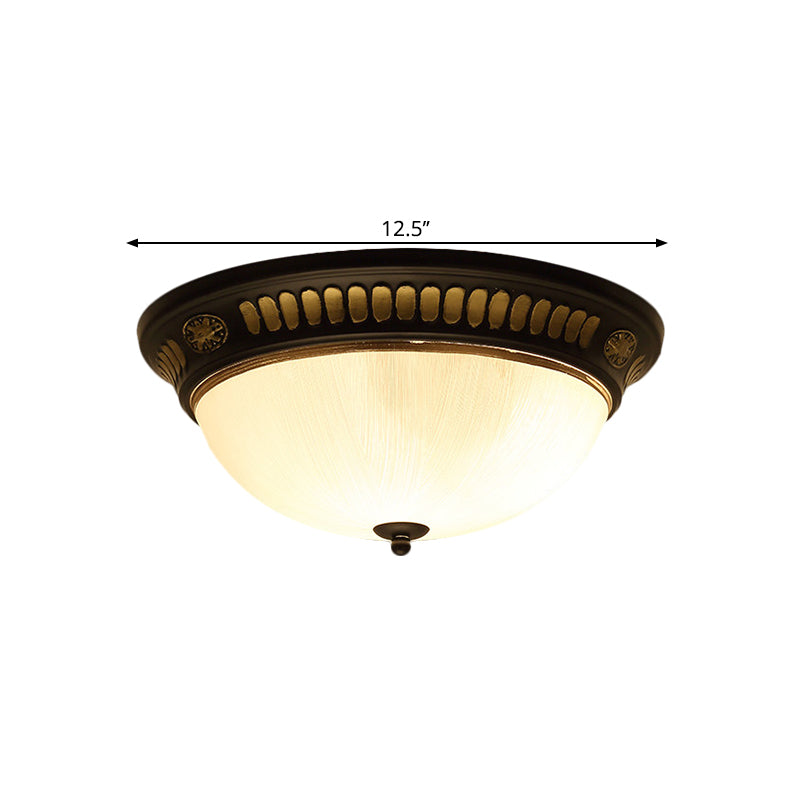 Bronze Glass Led Flush Light Fixture In Traditional Dome Shape For Ceiling 12.5/15 Width