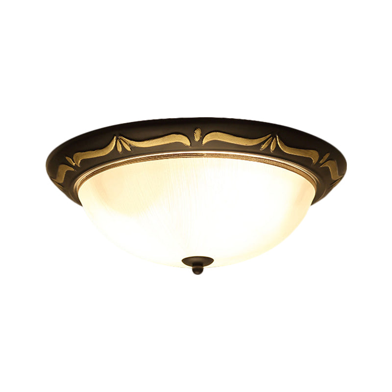 Classic Milk Glass Dome Ceiling Fixture - LED Brown Flush Mount Lighting (12.5"/15" Width)