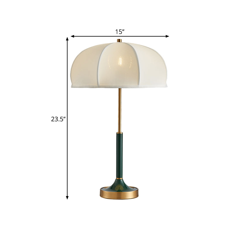 Traditional Gold Single Bulb Desk Lamp - Elegant Fabric Umbrella Nightlight For Living Room