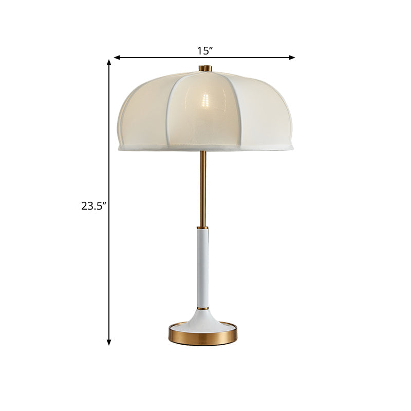 Traditional Gold Single Bulb Desk Lamp - Elegant Fabric Umbrella Nightlight For Living Room