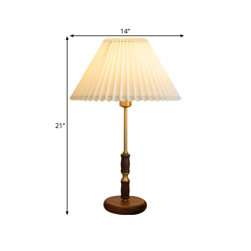 Tapered Table Light: Countryside Dark Wood Fabric Night Lighting For Bedside