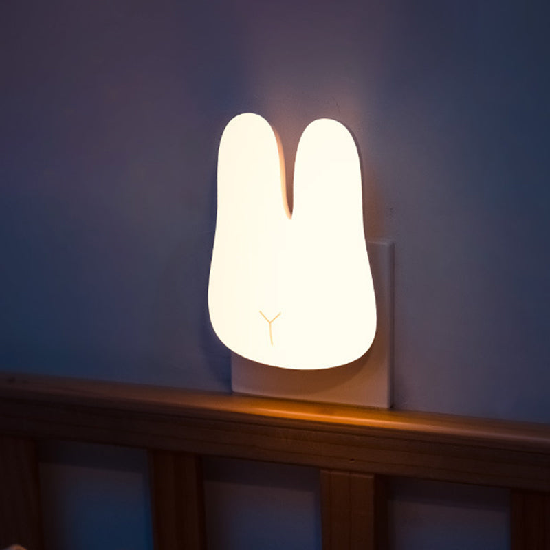 White Rabbit Led Night Lamp - Cute Cartoon Plug-In Wall Light For Nursery