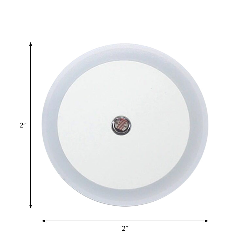 White Round Mini Led Nightlight For Corridor Simple Plug-In Wall Lighting