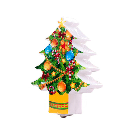 Kids Christmas Tree Plug-In Wall Light - Green Led Night Lighting For Bedroom