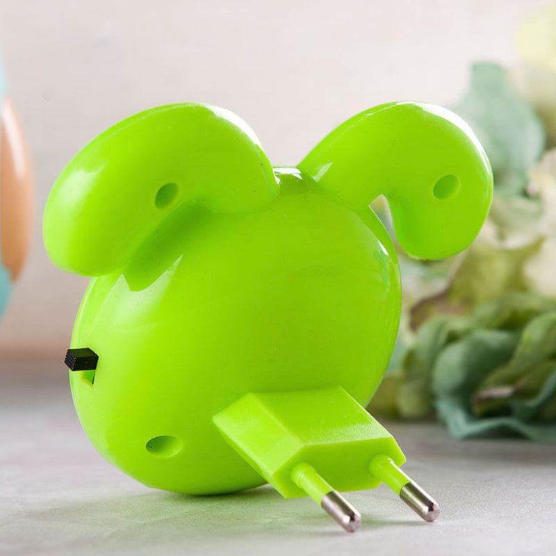 Green Doggy Mini Led Night Light - Cartoon Plastic Wall Lamp For Kids Bedside