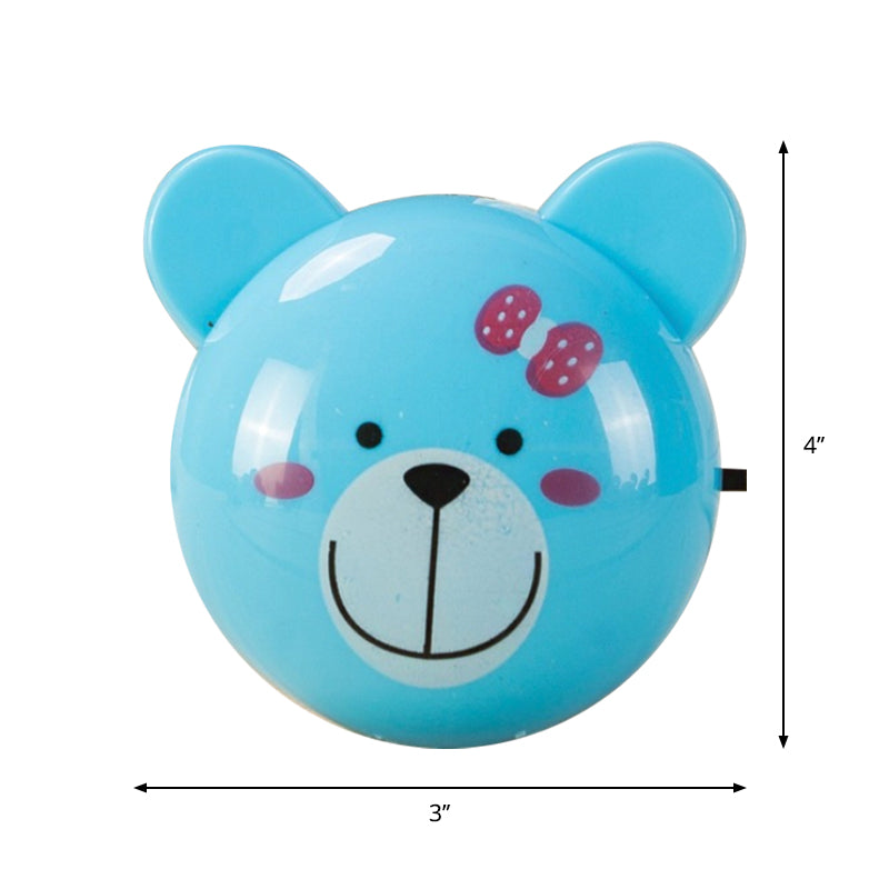 Blue Bear Cartoon Led Night Light With Plastic Shade For Small Plug-In Walls