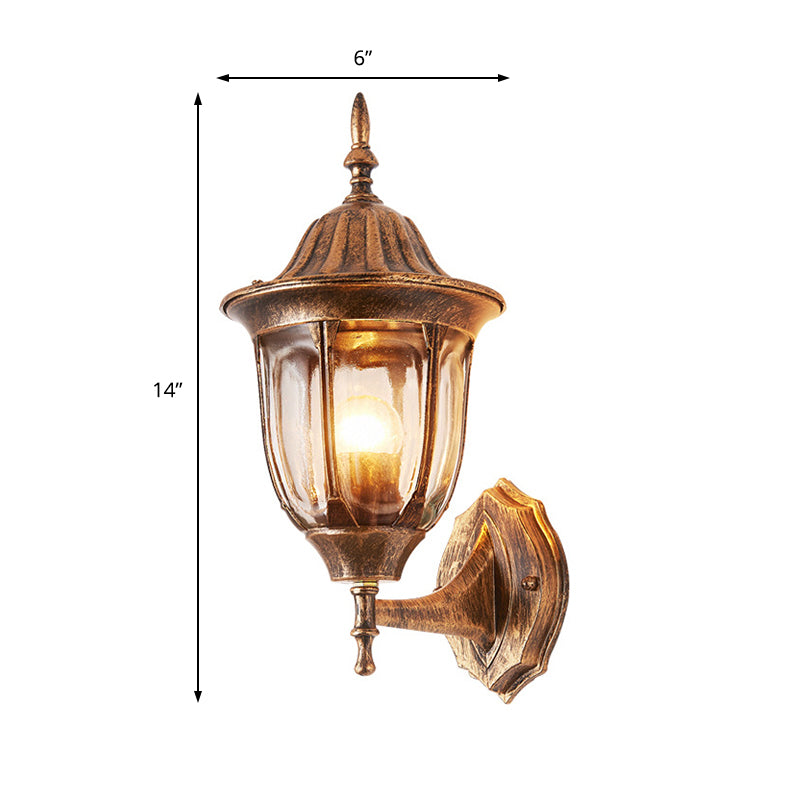 Industrial Outdoor Wall Light Fixture - Kerosene Clear Glass Rust Sconce Lamp