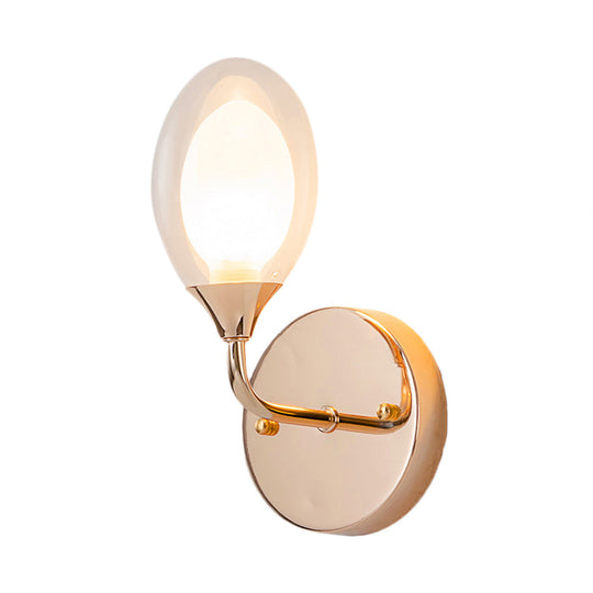 Modern Clear Glass Wall Sconce With Oval Shade - Bedroom Lighting Fixture