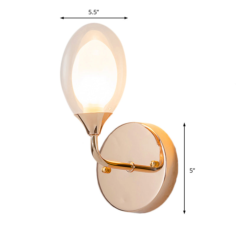 Modern Clear Glass Wall Sconce With Oval Shade - Bedroom Lighting Fixture