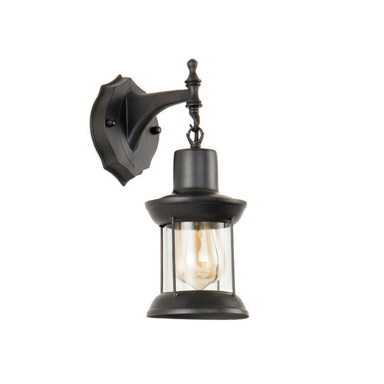 Modern Industrial 1-Light Clear Glass Sconce Wall Lantern For Kitchen