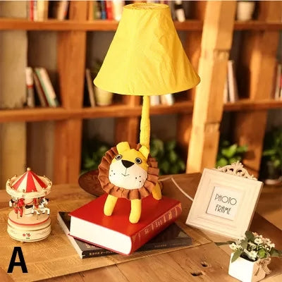 Adorable Fabric Animal Desk Light For Childrens Bedrooms - Single Table With Tapered Shade Yellow