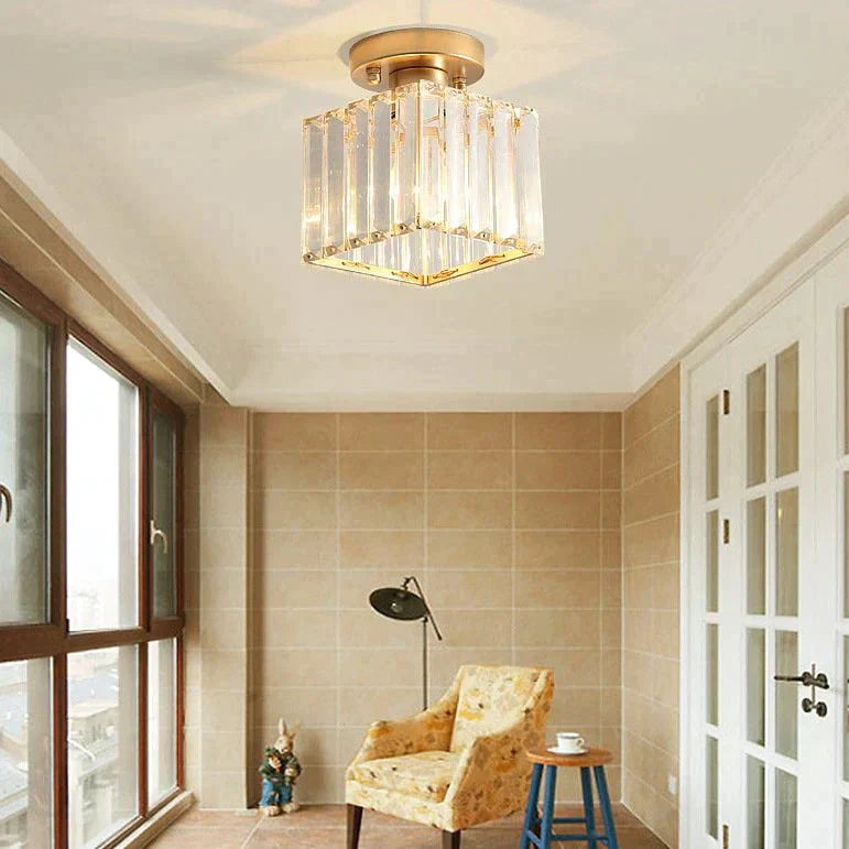 Creative Simple Modern Square Crystal Corridor Porch Ceiling Lamp