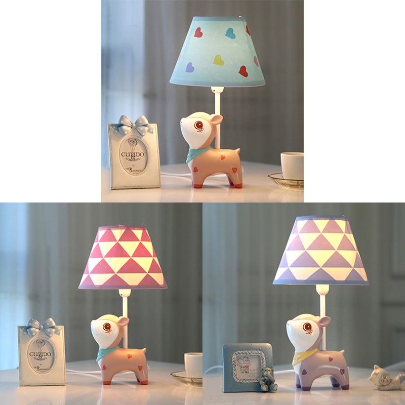 Charming Pink Sika Deer Desk Light With Fabric Shade - Perfect For Study Room