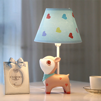 Charming Pink Sika Deer Desk Light With Fabric Shade - Perfect For Study Room Blue