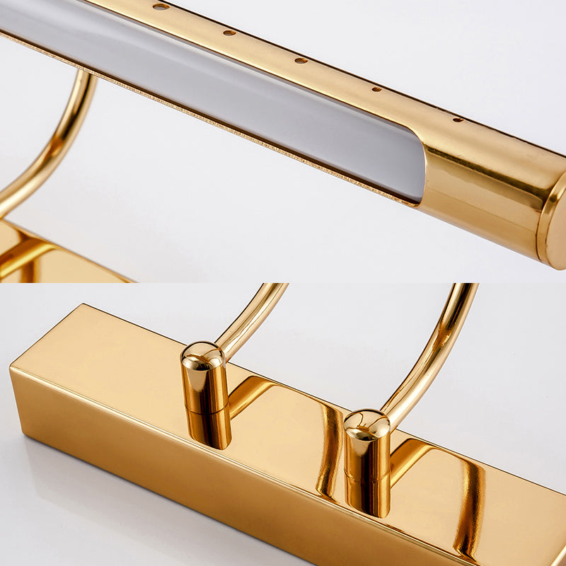 14/19 Modern Gold Metal Wall Lighting With Tubed Arc Arm - Led Bathroom Vanity Light Fixture