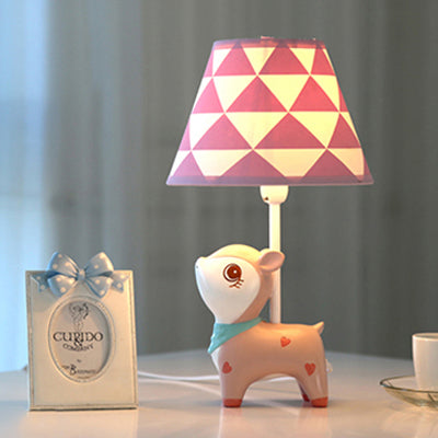 Charming Pink Sika Deer Desk Light With Fabric Shade - Perfect For Study Room