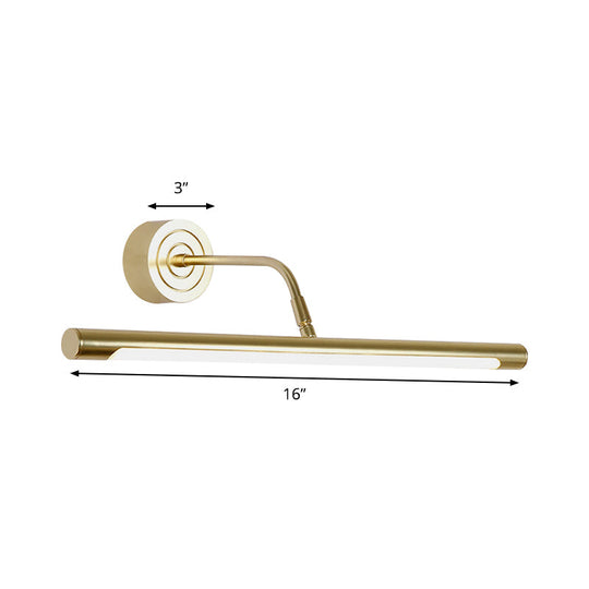 Slim Golden Led Vanity Mirror Light With Modern Metal Design - 16/20 Wall Mount Lamp For Bedroom