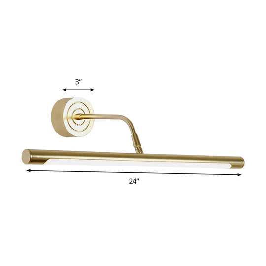 Slim Golden Led Vanity Mirror Light With Modern Metal Design - 16/20 Wall Mount Lamp For Bedroom