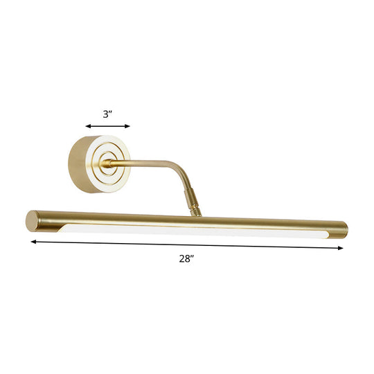 Slim Golden Led Vanity Mirror Light With Modern Metal Design - 16/20 Wall Mount Lamp For Bedroom