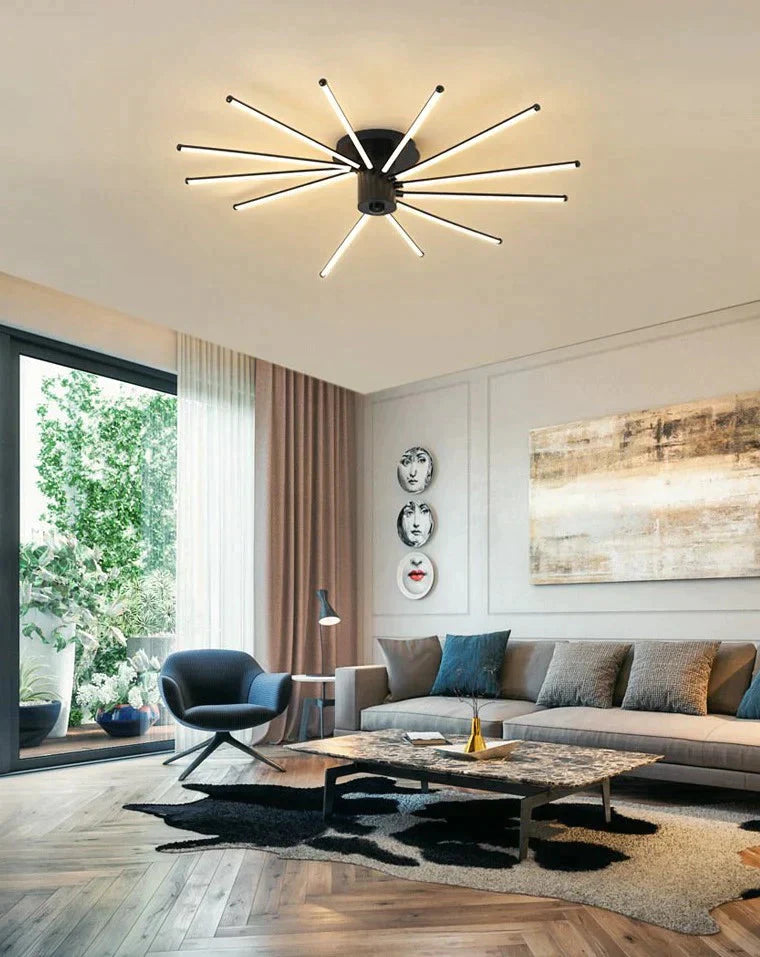 Contemporary Simple Creative Living Room Led Revolving Fireworks Ceiling