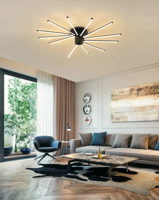 Contemporary Simple Creative Living Room Led Revolving Fireworks Ceiling