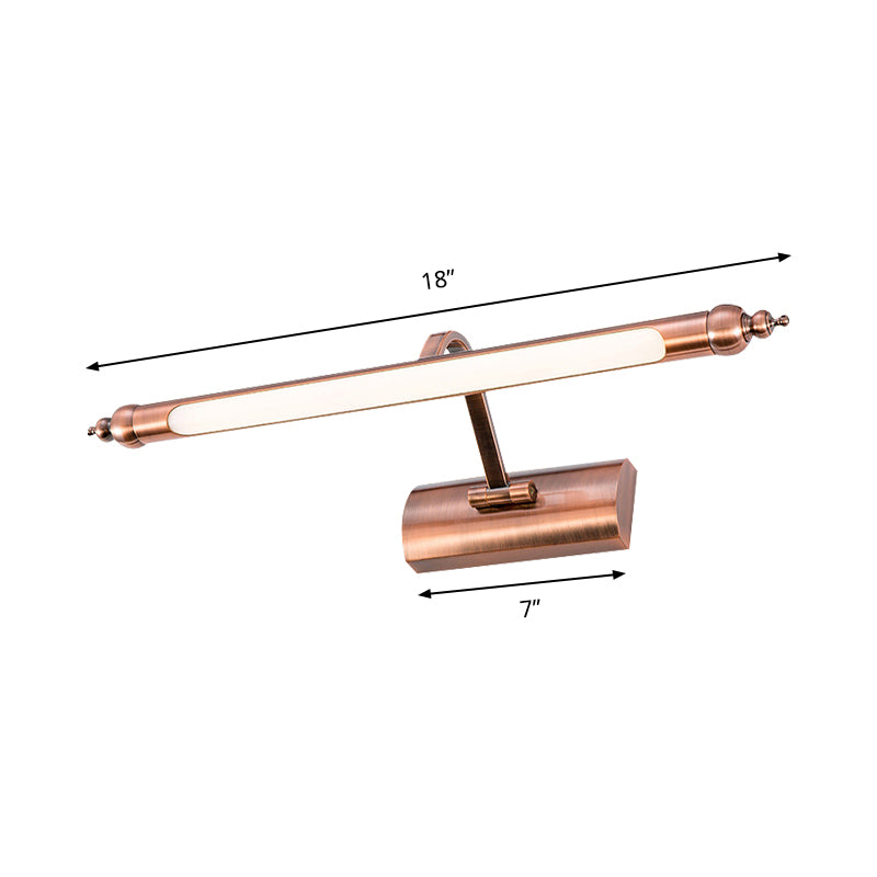 18/22 Led Bathroom Vanity Sconce Light With Linear Metal Shade In Warm/White Lighting - Copper Wall