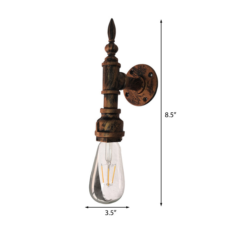 Iron Industrial Style Wall Sconce With Exposed Bulb For Bedroom Rustic Bronze/Rust Pipe Lamp