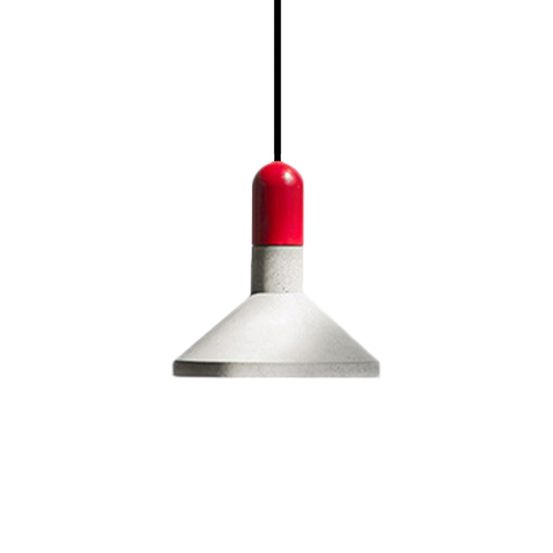 Loft Style Hanging Lamp With Cement Red/Black And Wood Finish - Perfect For Dining Table