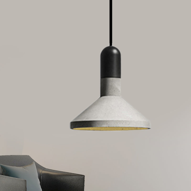 Loft Style Hanging Lamp With Cement Red/Black And Wood Finish - Perfect For Dining Table