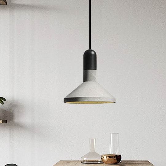 Loft Style Hanging Lamp With Cement Red/Black And Wood Finish - Perfect For Dining Table