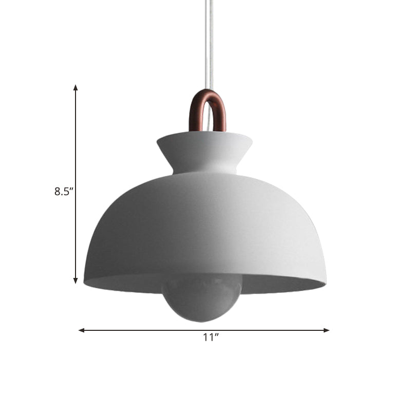 Minimalist Iron Pendant Light with White Shade and Copper Handle for Dining Room Ceiling