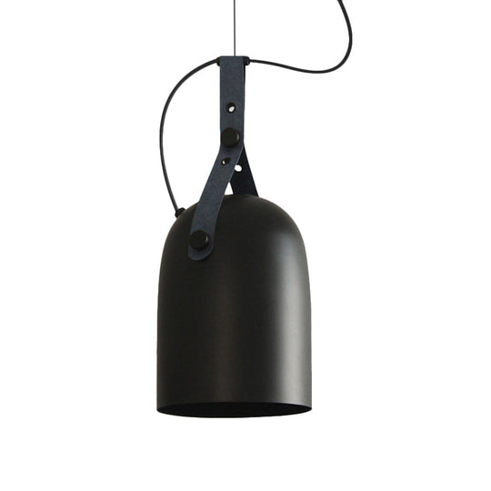 Industrial Hanging Kitchen Ceiling Lamp - Factory Iron, Elongated Dome Shape, 1 Head, Black/Copper/Silver with Strap Handle