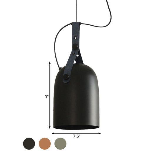 Industrial Hanging Kitchen Ceiling Lamp - Factory Iron, Elongated Dome Shape, 1 Head, Black/Copper/Silver with Strap Handle