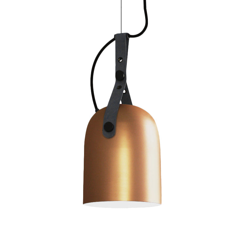 Industrial Hanging Kitchen Ceiling Lamp - Factory Iron, Elongated Dome Shape, 1 Head, Black/Copper/Silver with Strap Handle