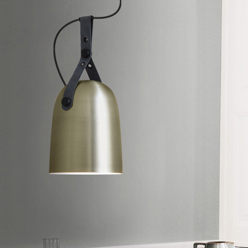 Modern Iron Ceiling Lamp With Strap Handle - Available In Black Copper Or Silver