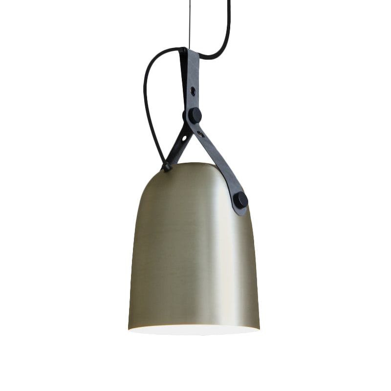 Industrial Hanging Kitchen Ceiling Lamp - Factory Iron, Elongated Dome Shape, 1 Head, Black/Copper/Silver with Strap Handle