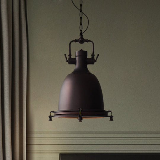 Industrial Iron Pot Pendant Light - Matte Black, Single Hanging Lamp Kit for Dining Table, 12.5"/16" Width