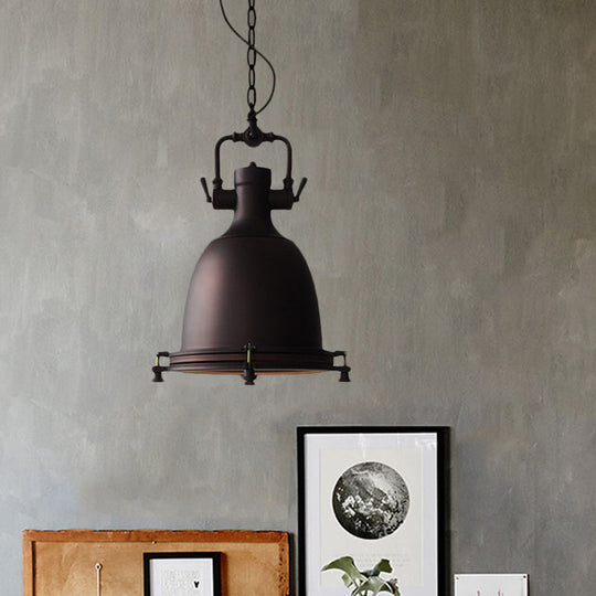 Industrial Iron Pot Pendant Light - Matte Black, Single Hanging Lamp Kit for Dining Table, 12.5"/16" Width