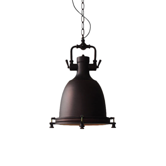 Industrial Iron Pot Pendant Light - Matte Black, Single Hanging Lamp Kit for Dining Table, 12.5"/16" Width