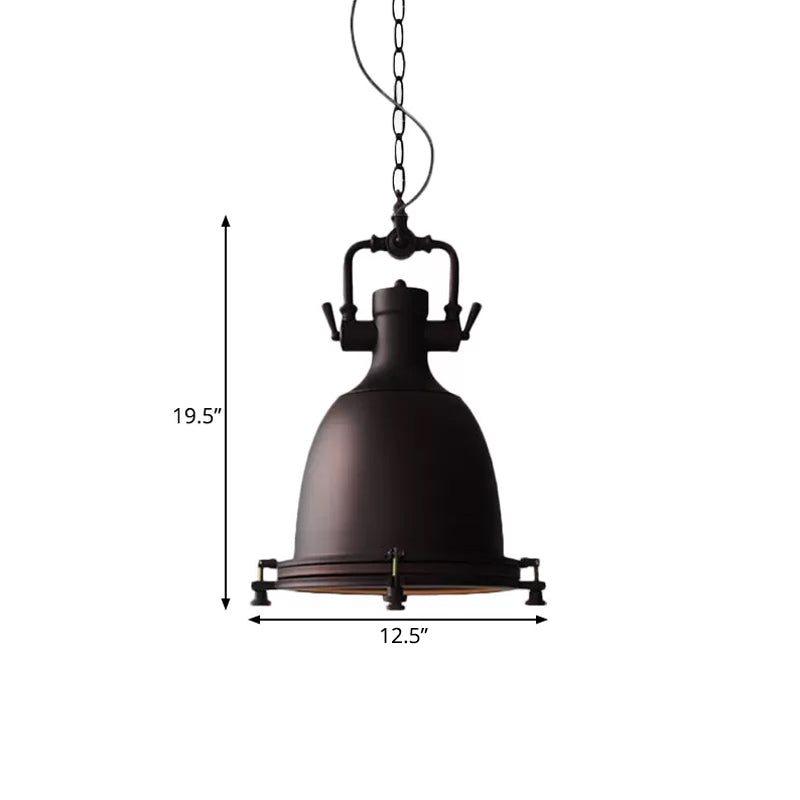 Industrial Iron Pot Pendant Light - Matte Black, Single Hanging Lamp Kit for Dining Table, 12.5"/16" Width