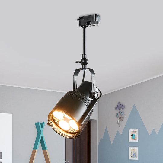 Black LED Semi Flush Factory Lighting Fixture - Rotatable Ceiling Mount with Handle