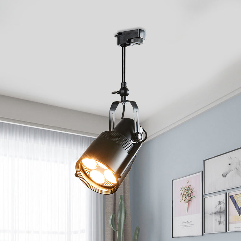 Black LED Semi Flush Factory Lighting Fixture - Rotatable Ceiling Mount with Handle