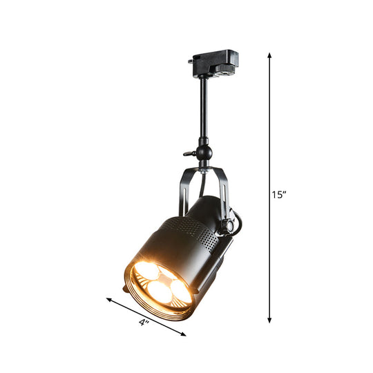 Black LED Semi Flush Factory Lighting Fixture - Rotatable Ceiling Mount with Handle