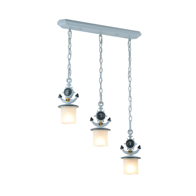 Opal Glass Kids Cluster Pendant Light With 3 Bulbs - Blue Bedroom Down Lighting