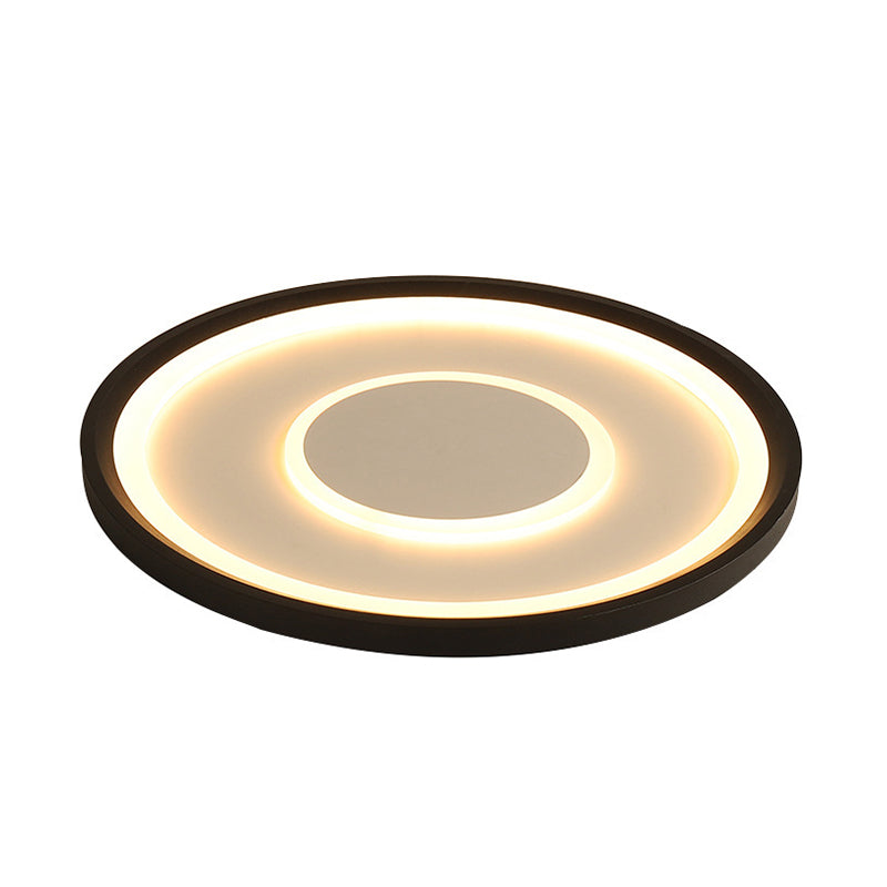 Nordic Acrylic LED Flush Ceiling Light in Black - 16"/19.5" Width