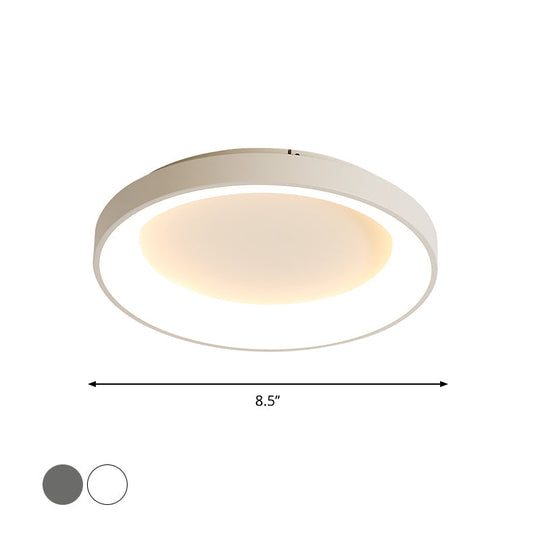 Nordic Style Plate Iron Ceiling Fixture LED Flush Mount Lamp in Grey/White for Bedroom - Available in 8.5"/16"/19.5" Width