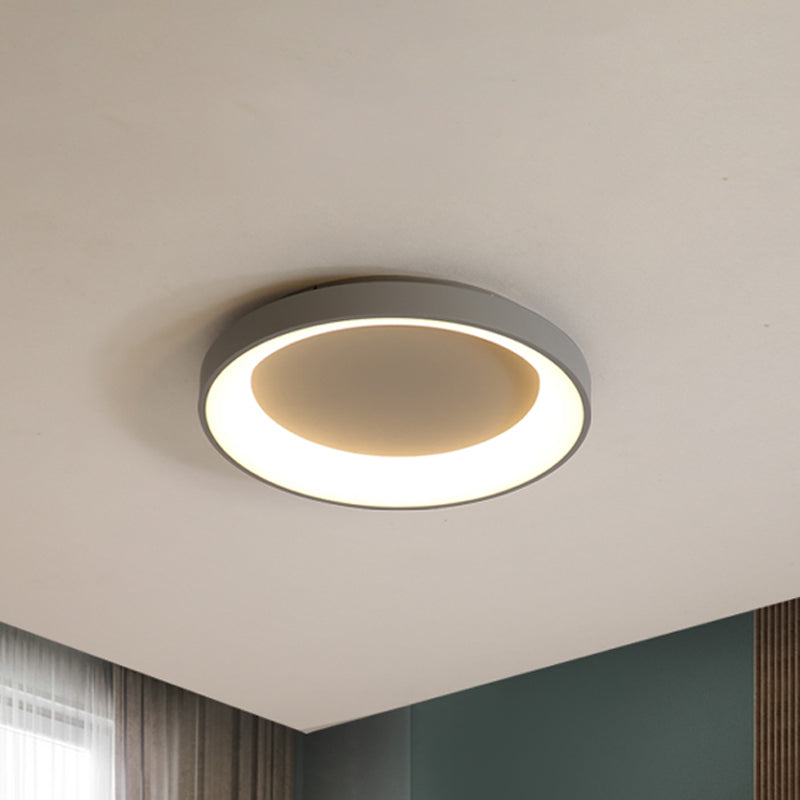 Nordic Style Plate Iron Ceiling Fixture LED Flush Mount Lamp in Grey/White for Bedroom - Available in 8.5"/16"/19.5" Width