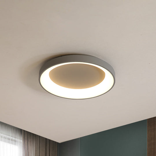 Nordic Style Plate Iron Ceiling Fixture Led Flush Mount Lamp In Grey/White For Bedroom - Available